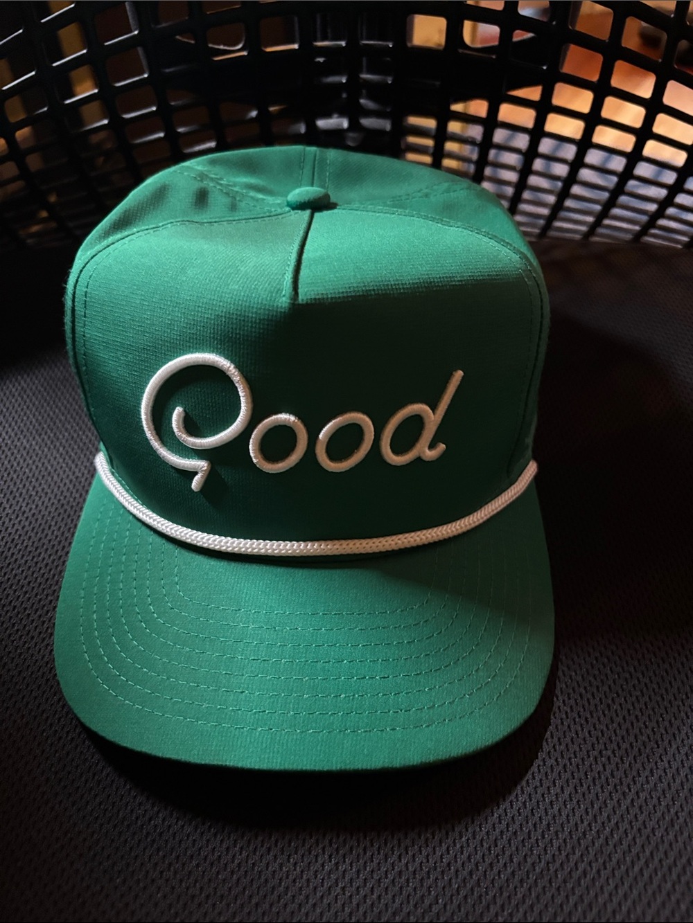 Good Good Adjustable Embroidered Green Rope-Trim Cap